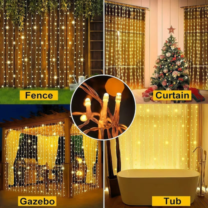Solar Powered Icicle Lights Outdoor Christmas Decoration LED Garland - IP54 Waterproof 8 Modes Fairy Light