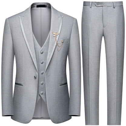 Men's Tailored Slim Fit Single-Breasted Formal Suit Set