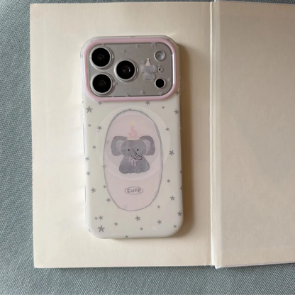 Magnetic Bow & Elephant Pattern Case for iPhone