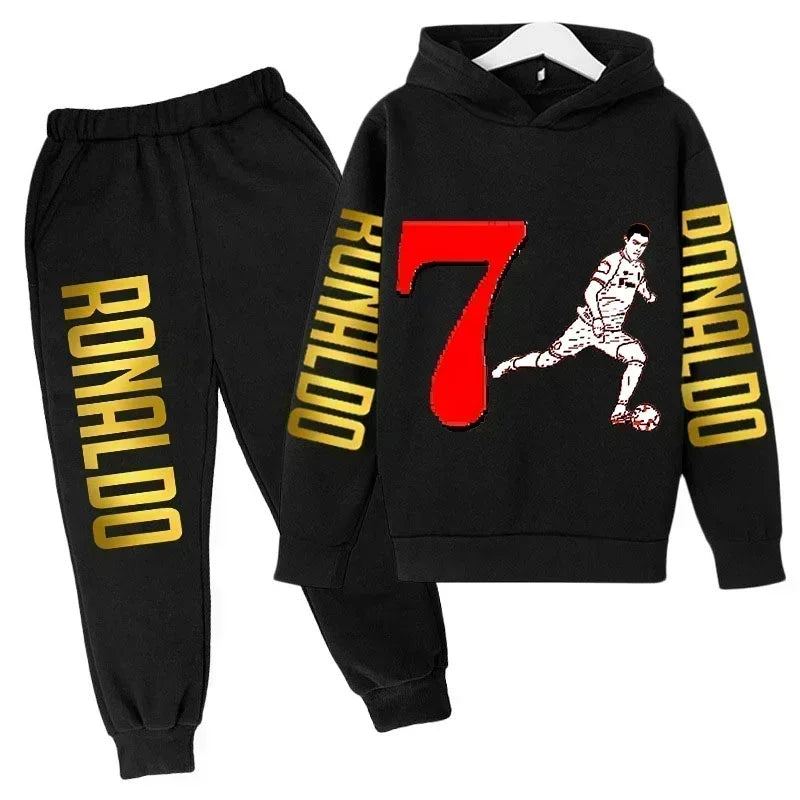 Ronaldo Print Hoodie + Pants Suit Set