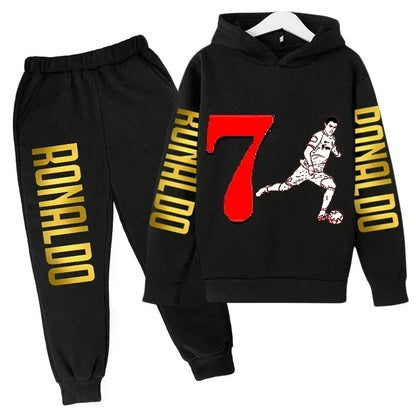 Ronaldo Print Hoodie + Pants Suit Set