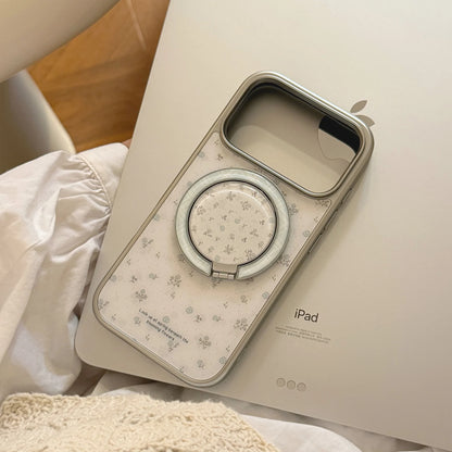 INS Floral Border With Magnetic Holder Shockproof Phone Case for iPhone