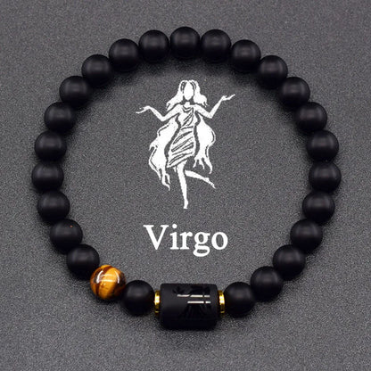 Natural Tiger Eye 12 Zodiac Bead Bracelet