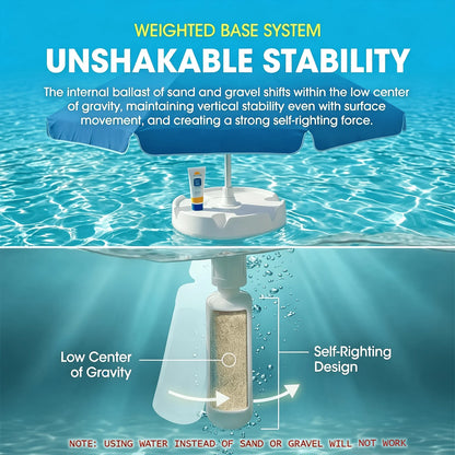 7ft Floating Pool Umbrella with Base Cup Holder & Carry Bag