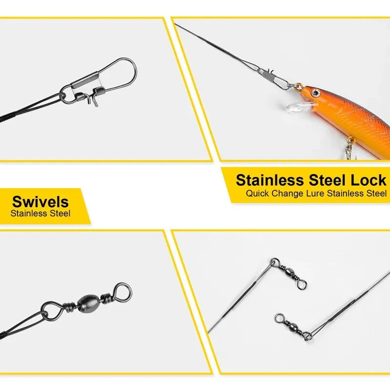 20PC Anti Bite Steel Wire Leader With Swivel