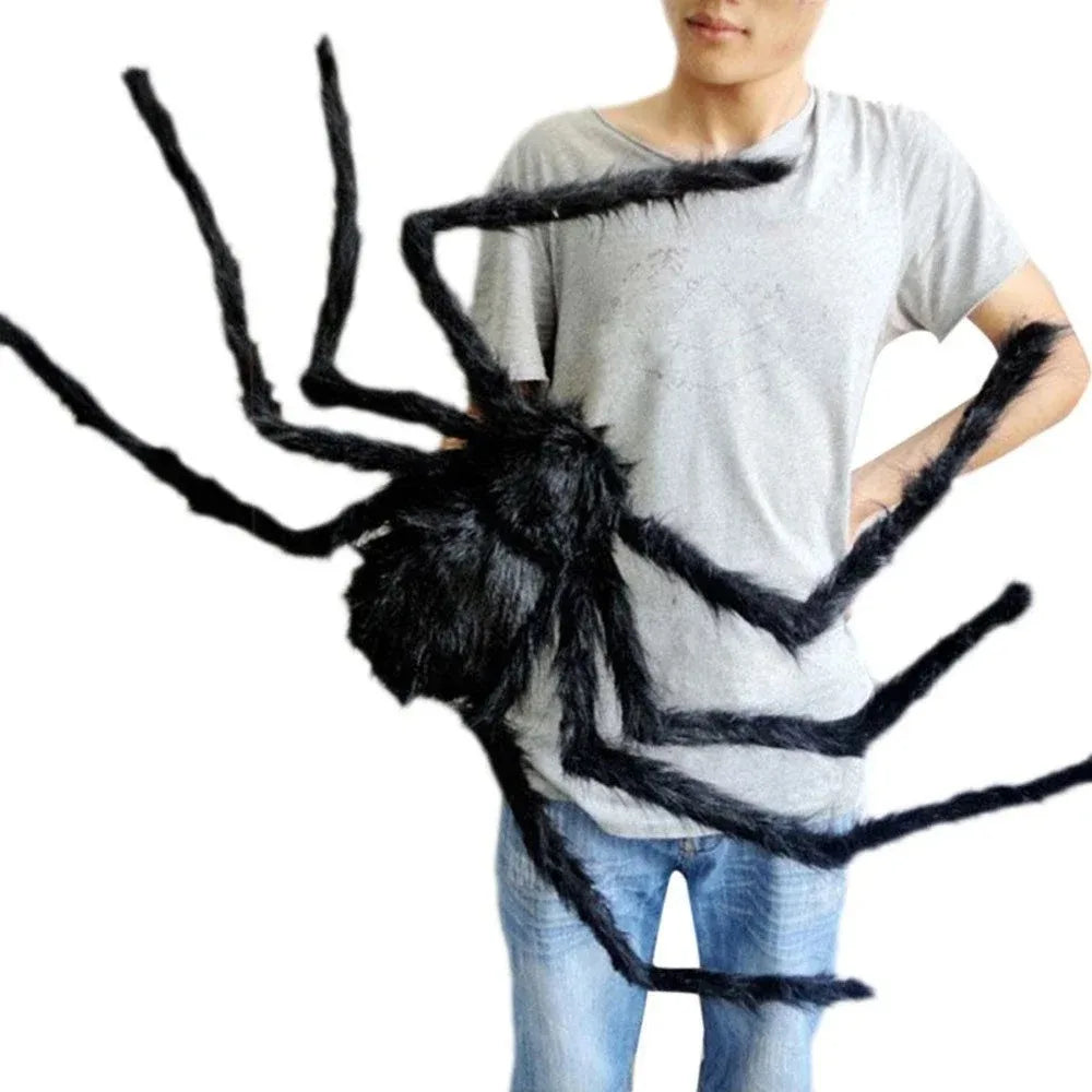 Giant Plush Black Spider Outdoor Halloween Decor