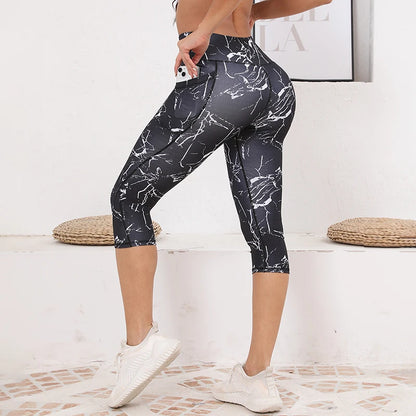 High Waist Capri Leggings with Pockets