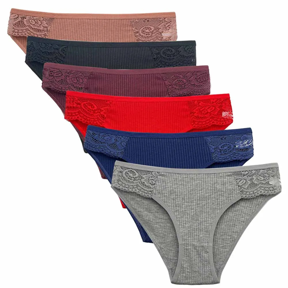 5-Pack Women's Low Rise Cotton Briefs with Lace Trim