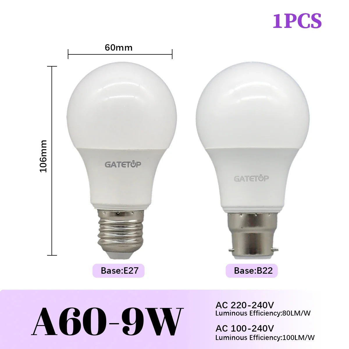 High-Efficiency Energy Saving LED Light Bulbs (E27 / B22 Base)