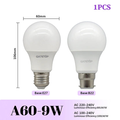 High-Efficiency Energy Saving LED Light Bulbs (E27 / B22 Base)