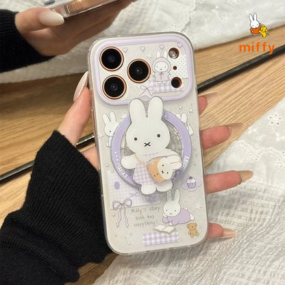 Kawaii Creative Crossbody Rabbit Magnetic Cellphone Case for iPhone