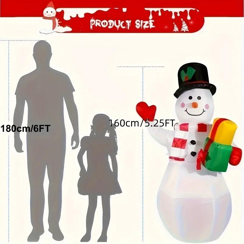 1.5M Inflatable Snowman with Rotating LED Lights - Outdoor Christmas Decor