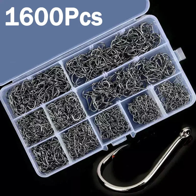 Carbon Steel Barbed Circle Fishing Hooks Set (Sizes 3#–12#)