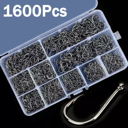 Carbon Steel Barbed Circle Fishing Hooks Set (Sizes 3#–12#)