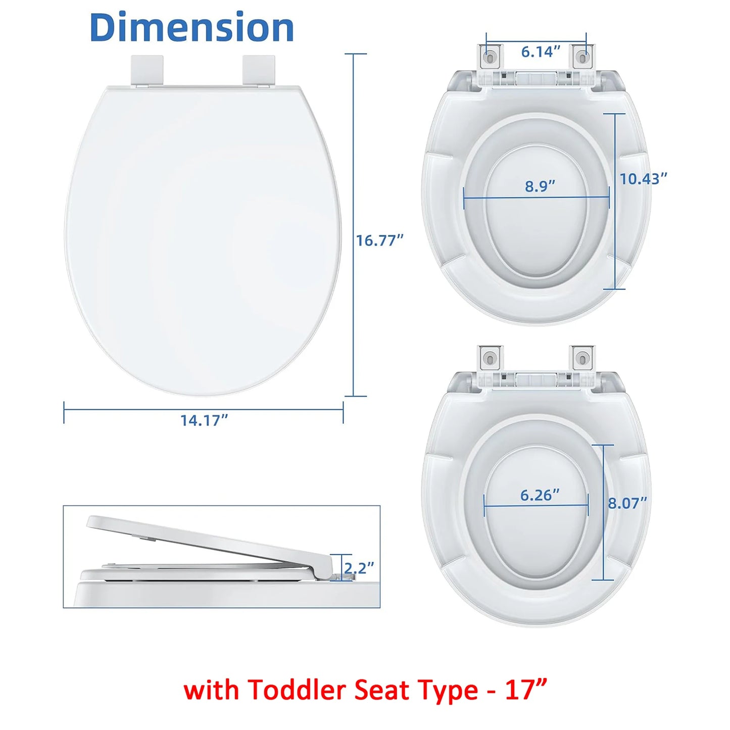 White Quiet-Close Toilet Seat with Built-in Toddler Potty Training Seat