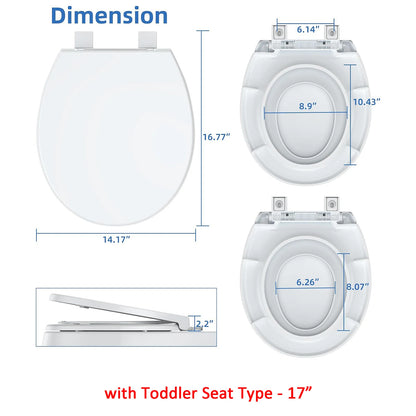 White Quiet-Close Toilet Seat with Built-in Toddler Potty Training Seat