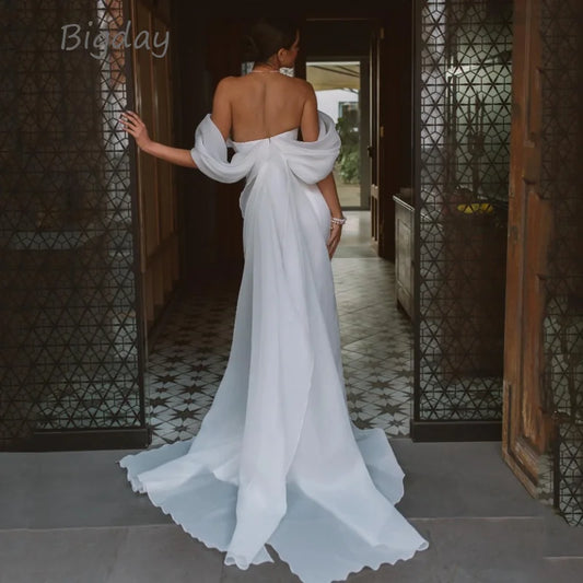 Elegant Mermaid Off The Shoulder Open Back Bridal Gown