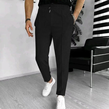 Men's Slim Fit Waffle Knit Athletic Jogger Pants with Pockets