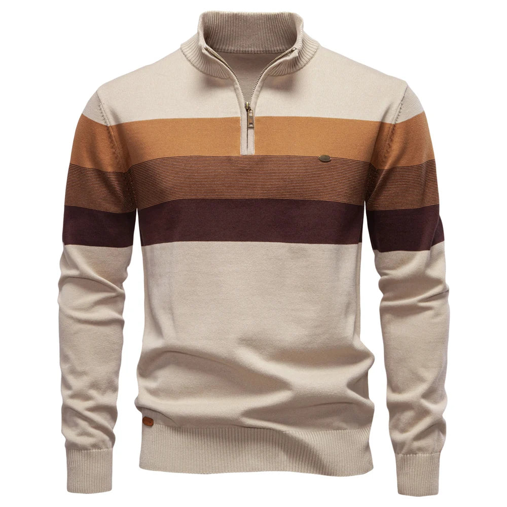 Cotton Mock Neck Stand Collar Sweaters