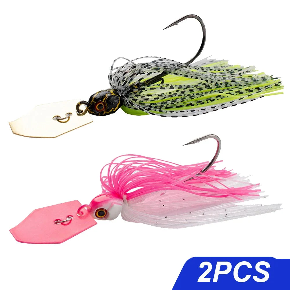 Chatter Weedless Metal Blade Rubber Jig Head Spinner Bait Lures Kit