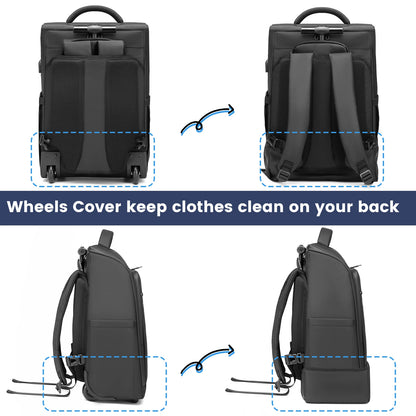 USB Charging Trolley Luggage Backpack with Wheels