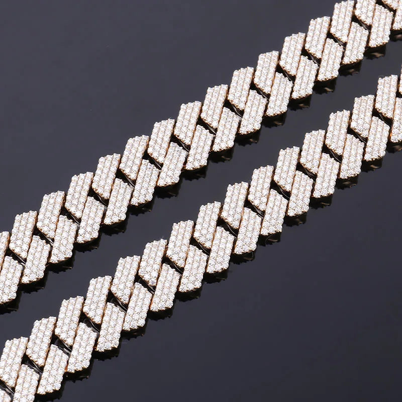 15mm 10K Gold Moissanite Miami Cuban Link Chain