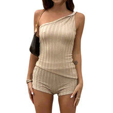 Off Shoulder Crop Top and High Waist Shorts Set