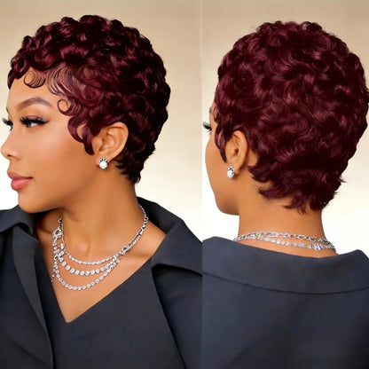 6-Inch Remy Human Hair Pixie Wig with Bangs
