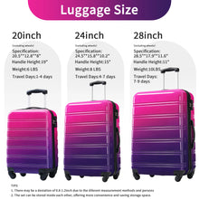 Hardshell 3-Piece Gradient Color Expandable Suitcase with Wheels and TSA Lock
