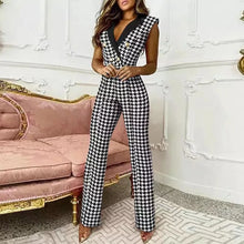 Plaid Sleeveless Slim Fit Vest Top and Long Pants Set