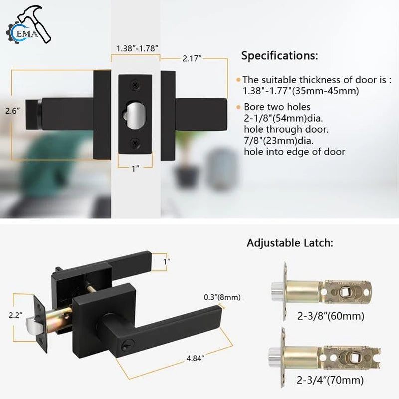 Heavy-Duty Interior Door Handle Locks with Core/Latch
