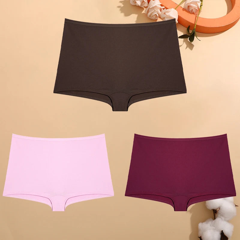 FINETOO 3PCS Cotton Boyshorts