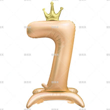 42" Colored Number Stand Foil Balloons with Crown Figures