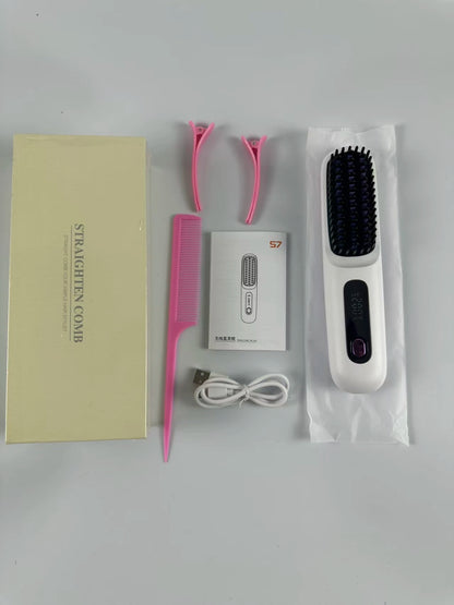 Professional Negative Ion Hair Straightener Brush & Styler