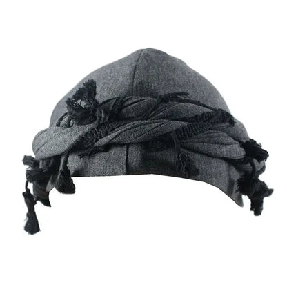 Burr Trim Twisted Tail Fringe Cotton Bandana Hat