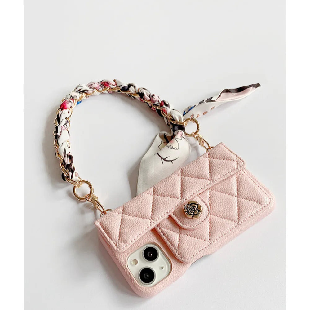 3D Camellia Leather Cover for iPhone