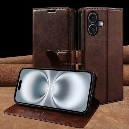 Luxury Genuine Calf Leather Flip Wallet Phone Case for iPhone