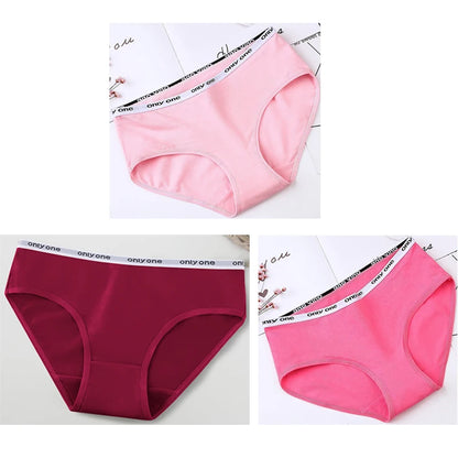 3-Pack Women's Pure Cotton Mid-Waist Briefs