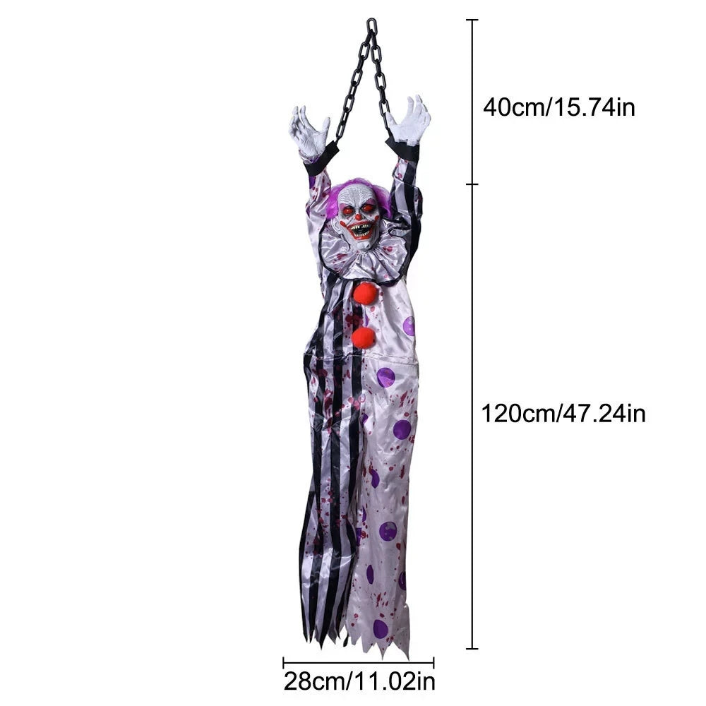 Animated Hanging Halloween Clown with Glowing Eyes & Sound Effects