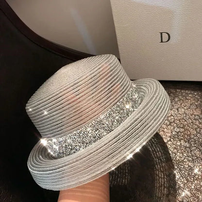 Woolen Rhinestone Solid Color Basin Hat