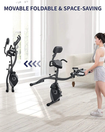 Folding Upright Stationary Bike with Pulse Sensor LCD Monitor