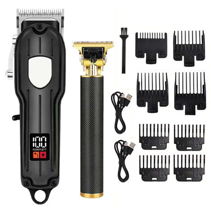 Professional 3-in-1 Hair Clipper & Trimmer Set – Cordless Grooming Kit with LCD Display