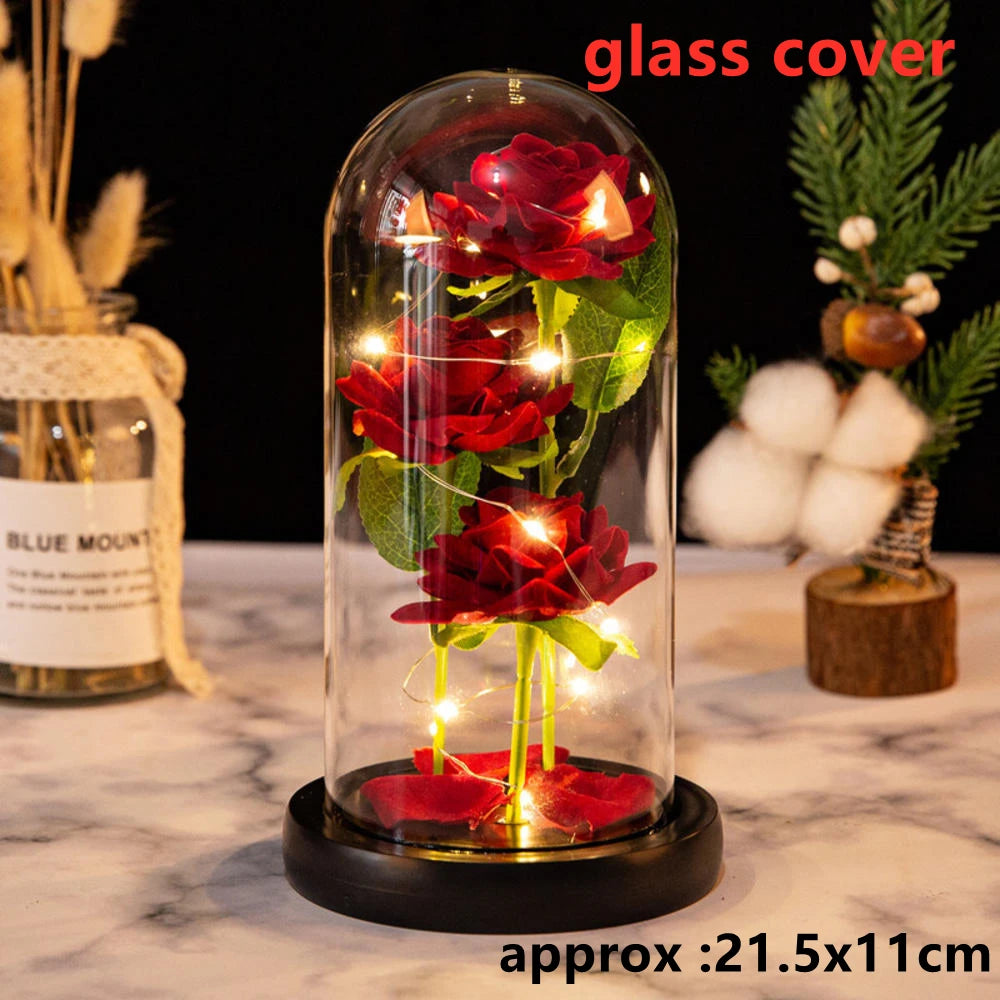 LED Galaxy Three Rose Artificial Flowers Gift without Battery