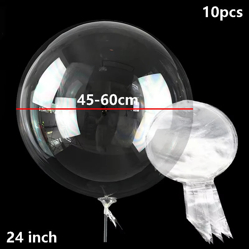 10PCS Clear Bobo Bubble Balloons Set, Large Transparent PVC Helium Balloons