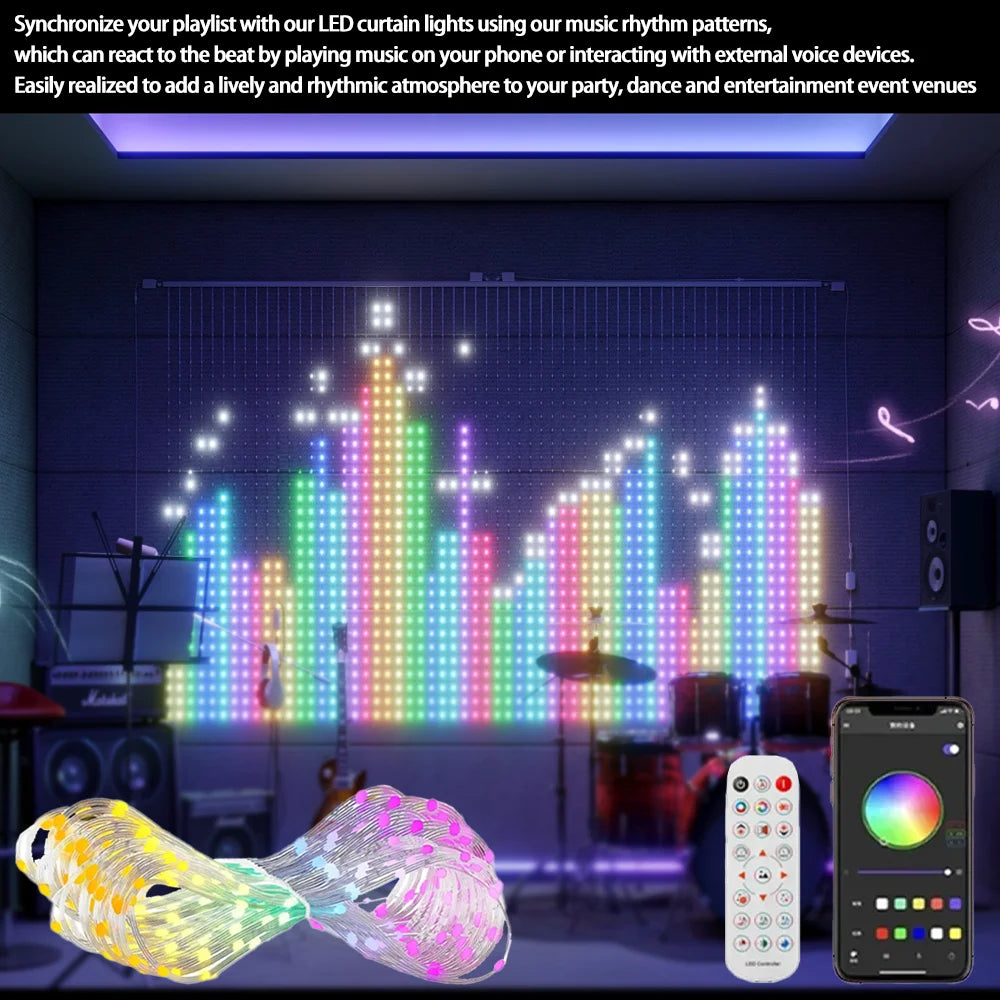 Smart App-Controlled 400LED RGB Curtain Lights