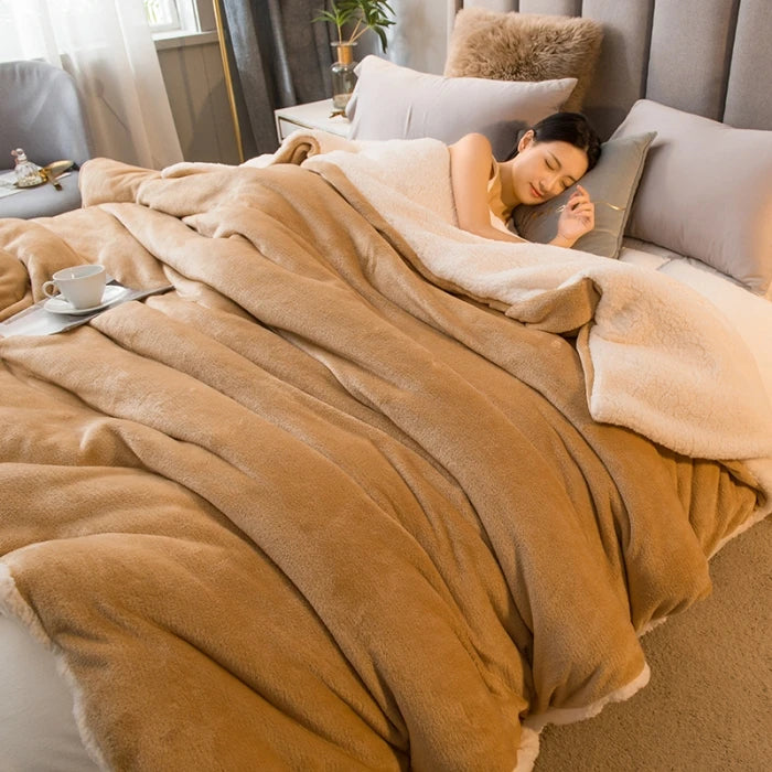 Double Sided Wool Throw Blanket