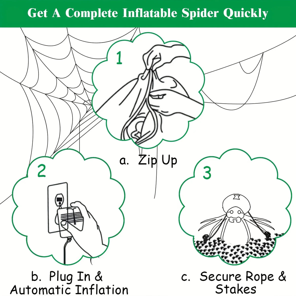 7.2FT LED Glowing Inflatable Halloween Spider