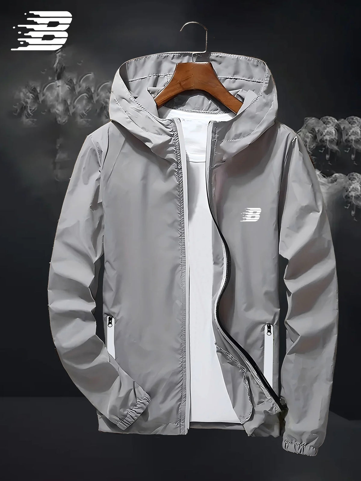 Men's Lightweight Hooded Windbreaker Jacket