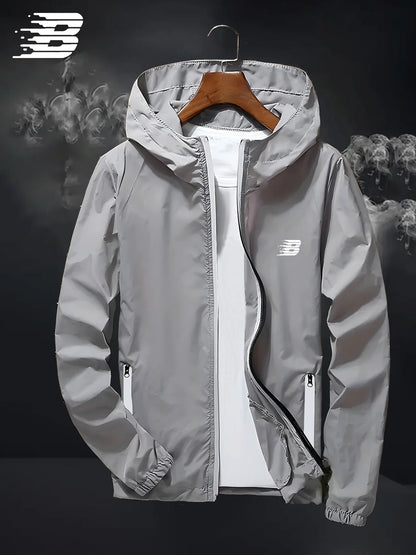 Men's Lightweight Hooded Windbreaker Jacket