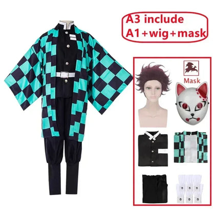 Tanjiro Kamado Demon Slayer Cosplay Costume Set for Kids & Adults